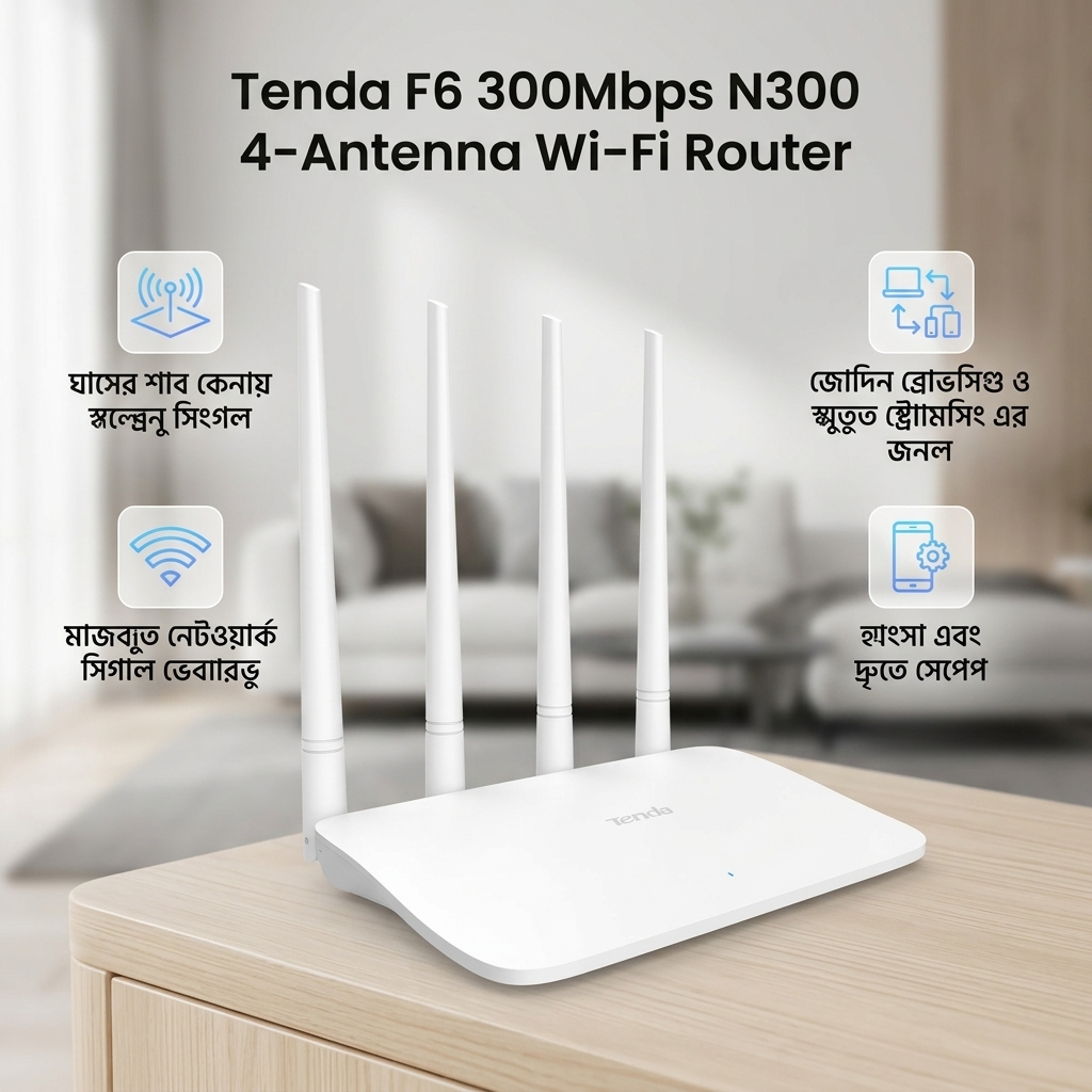 Tenda F6 300Mbps N300 4-Antenna Wi-Fi Router